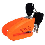 Candado disco moto kovix kvz2 naranjo fluor pasador 14mm