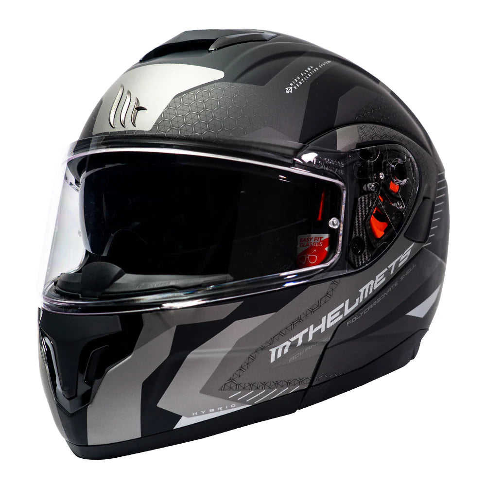 Casco De Moto MT Helmets - ATOM SV Híbrido E2 Gris Mate + Antiempañante Fogoff