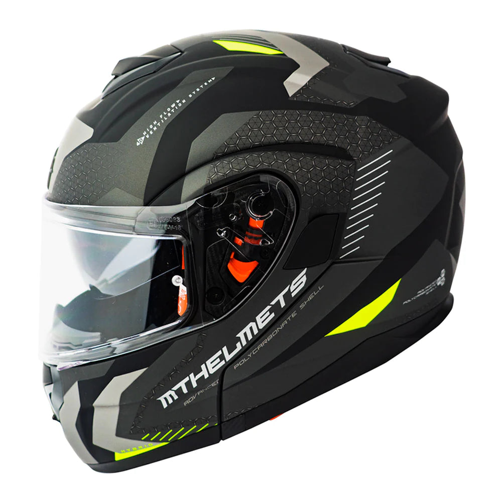 Casco De Moto MT Helmets - ATOM SV Híbrido F2 Amarillo Fluor + Antiempañante Fogoff