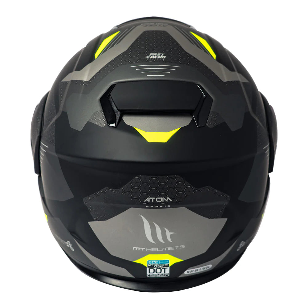 Casco De Moto MT Helmets - ATOM SV Híbrido F2 Amarillo Fluor + Antiempañante Fogoff