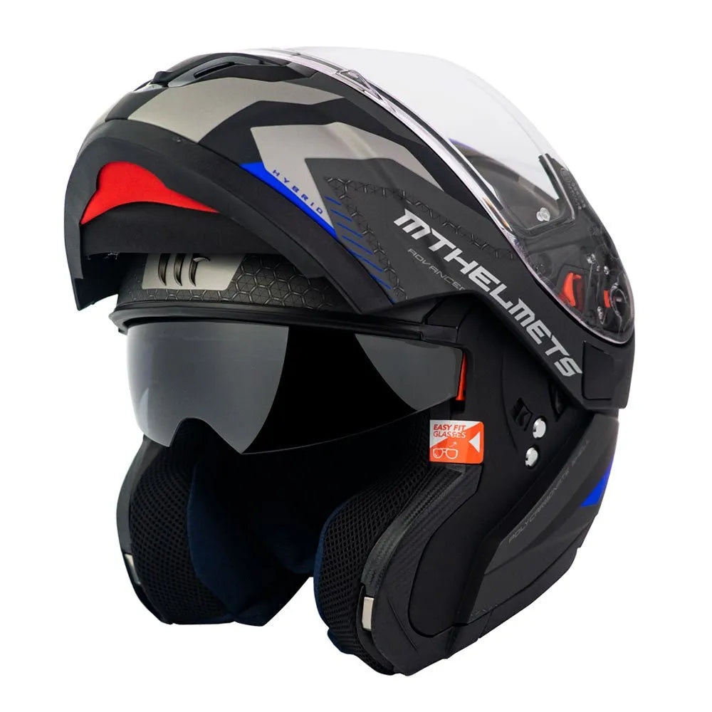 Casco MT Helmets Atom sv Híbrido F7 Azul Mate + Antiempañante Fogoff
