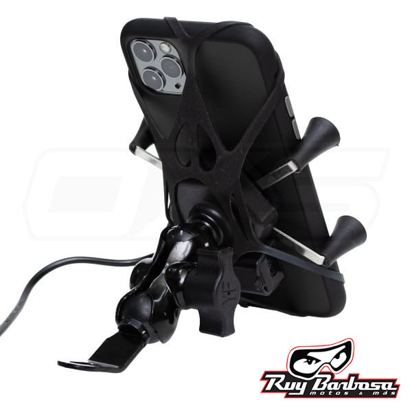 Soporte para celular moto jg con cargador base para espejos o tornillos
