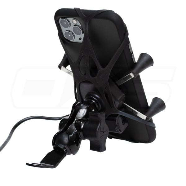 Soporte para celular moto jg con cargador base para espejos o tornillos