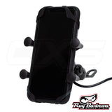 Soporte para celular moto jg con cargador base para espejos o tornillos