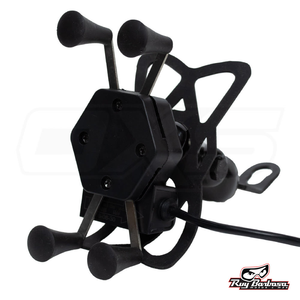 Soporte para celular moto jg con cargador base para espejos o tornillos