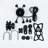 Soporte celular moxi con cargador usb para moto base espejo y volante