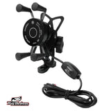 Soporte para celular moto moxi con carga inalambrica y usb base para espejos o tornillos