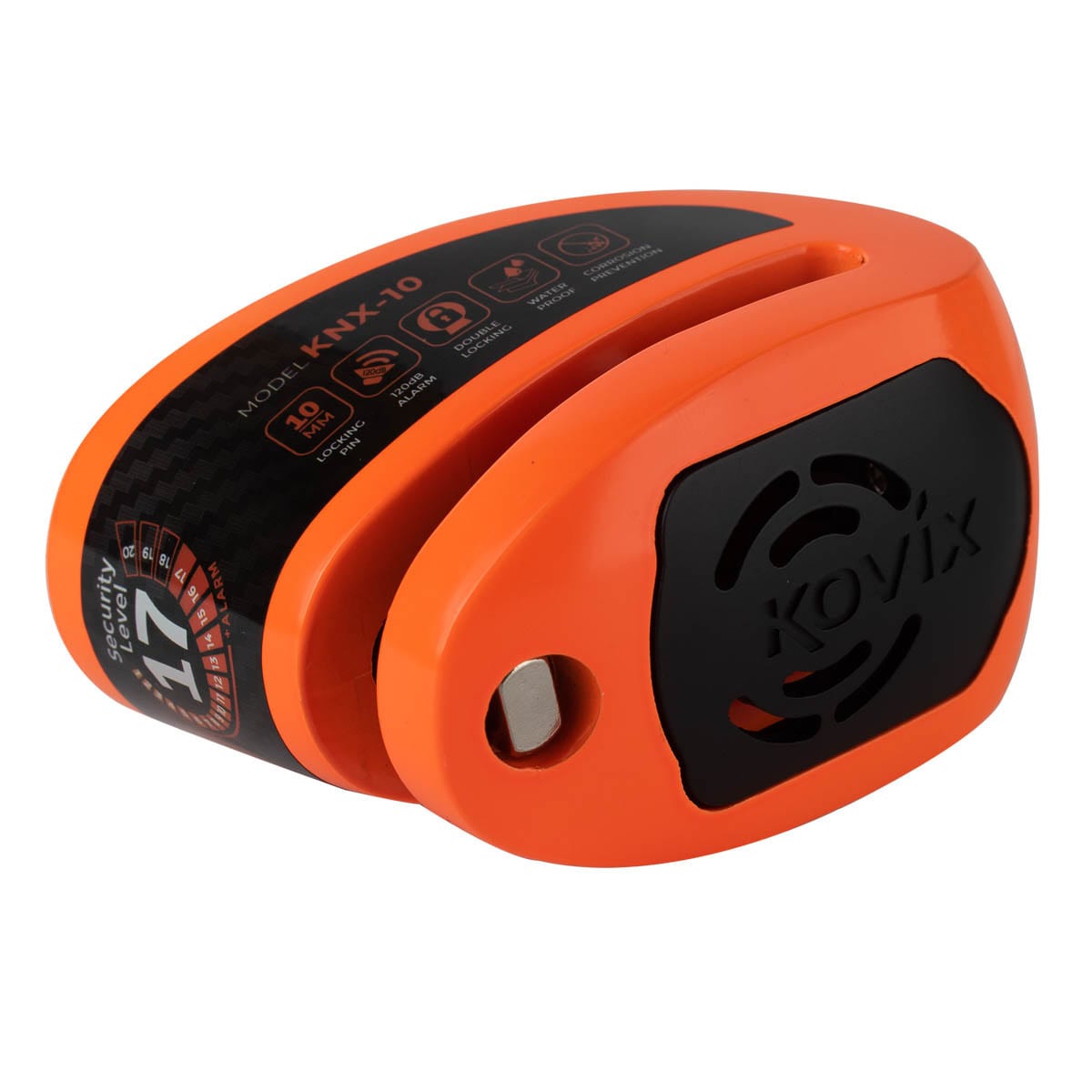 Candado disco para moto kovix knx10 naranjo con alarma 120db seguro de 10mm doble lock