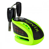 Candado disco para moto kovix knx10 verde fluor con alarma 120db seguro de 10mm con doble lock