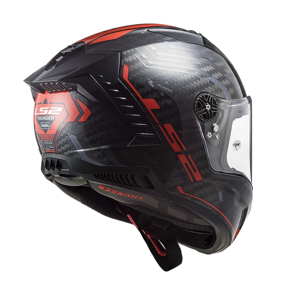 CASCO INTEGRAL CARBONO LS2 FF805 THUNDER SPUTNIK METAL ROJO