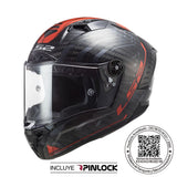 CASCO INTEGRAL CARBONO LS2 FF805 THUNDER SPUTNIK METAL ROJO