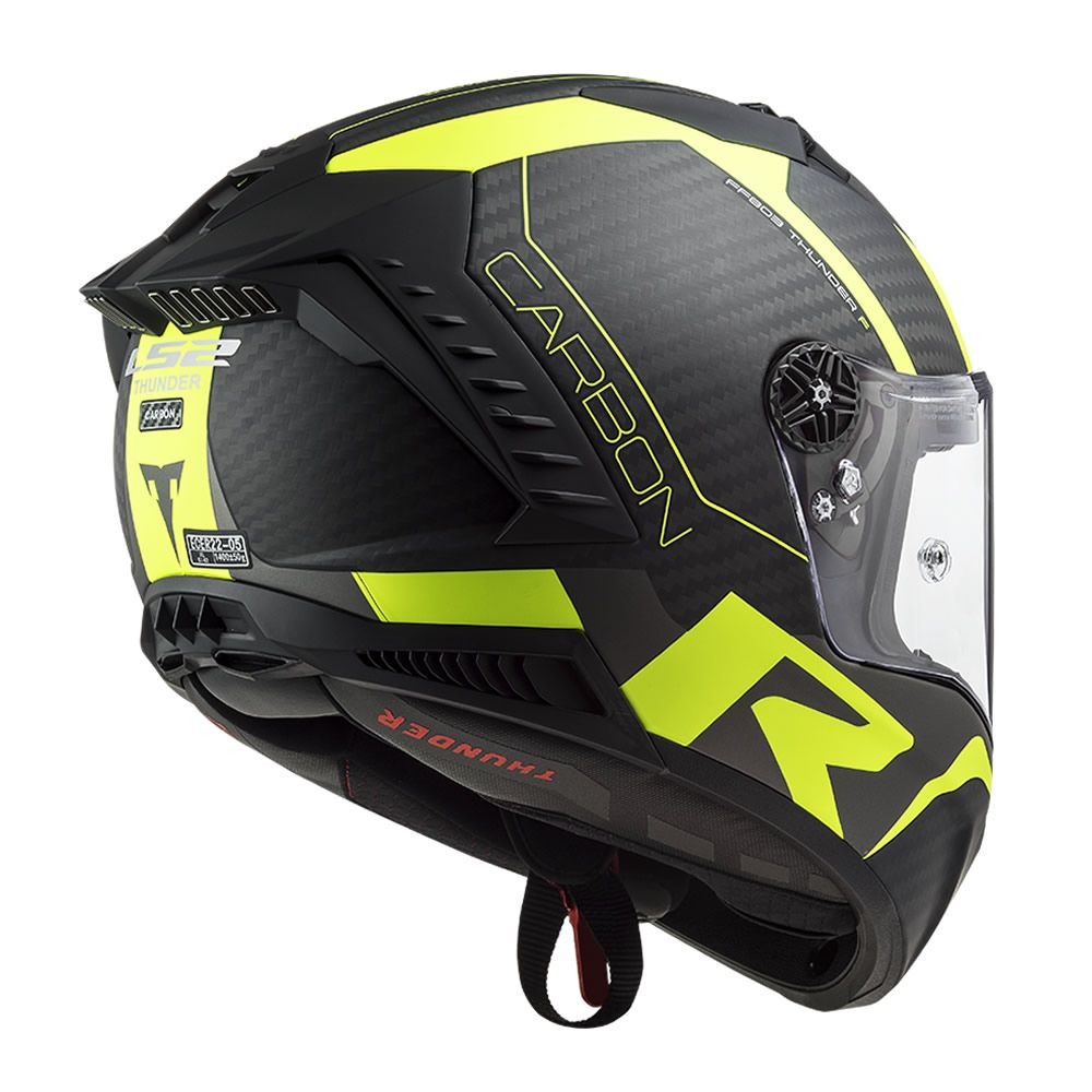 Casco INTEGRAL CARBONO LS2 FF805 THUNDER RACING1 AMARILLO MATTE