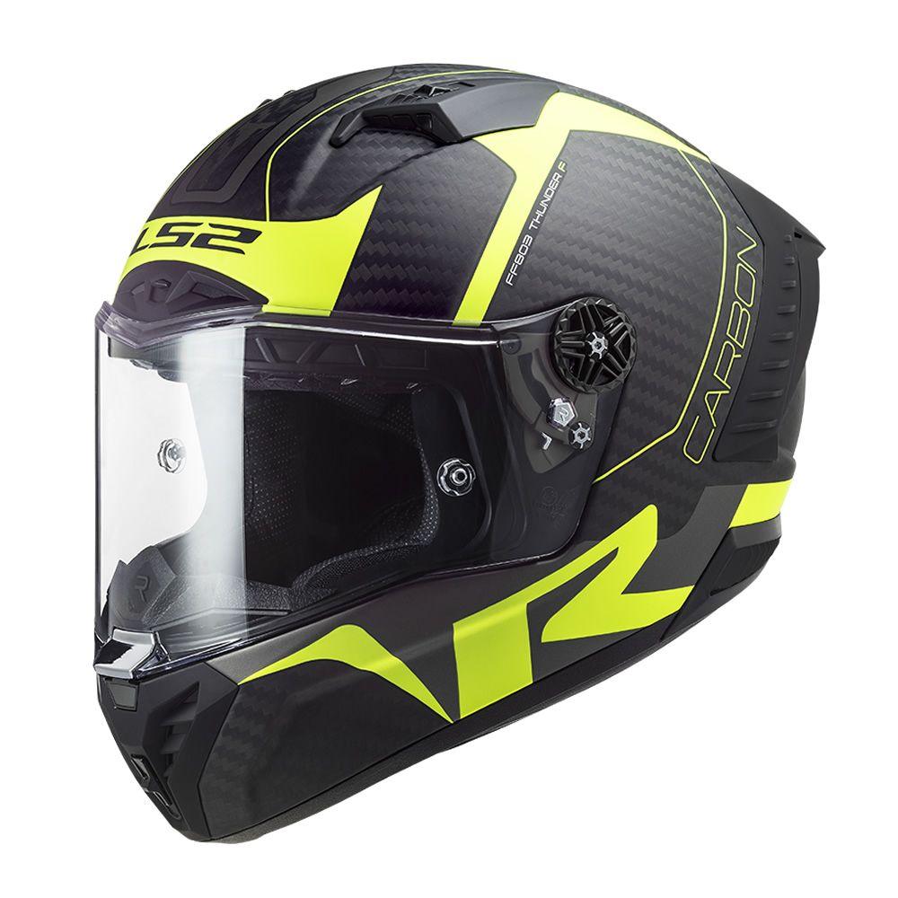 Casco INTEGRAL CARBONO LS2 FF805 THUNDER RACING1 AMARILLO MATTE