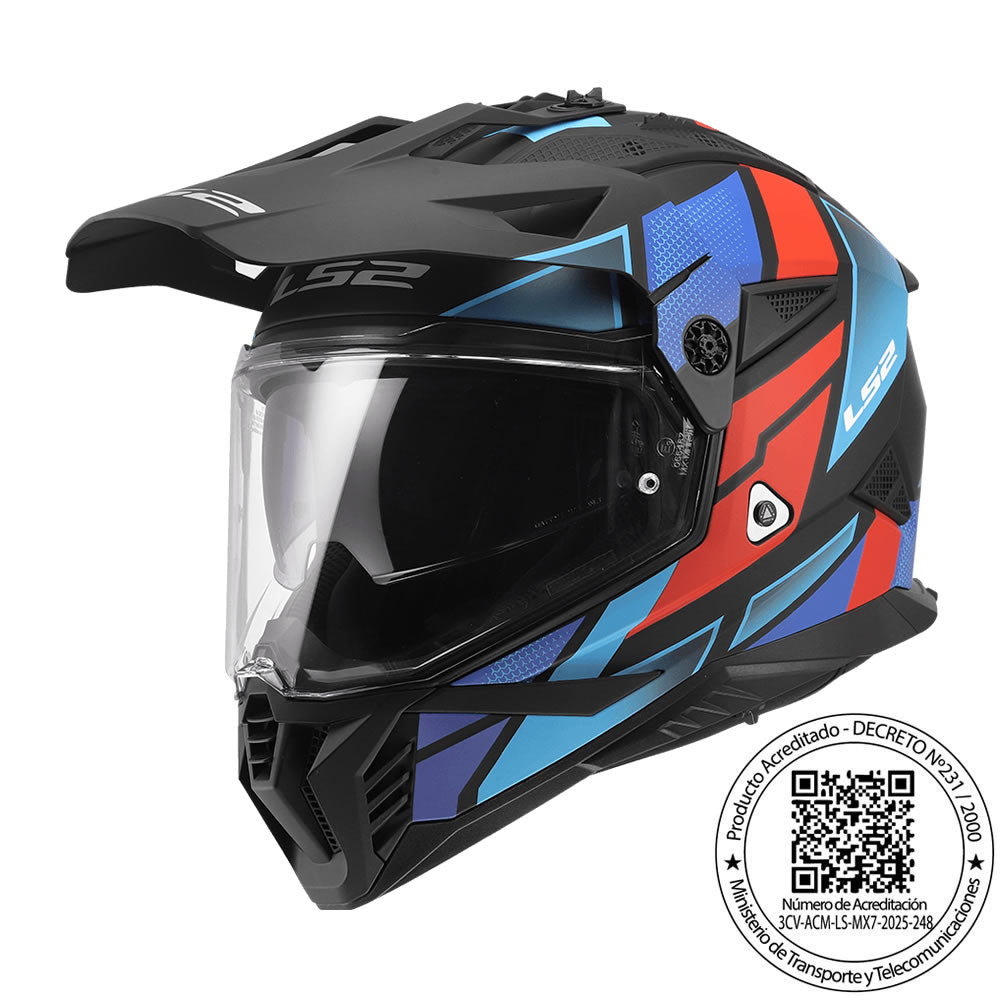 CASCO LS2 MX702 PIONEER II BLOCK NEGRO ROJO AZUL MATE