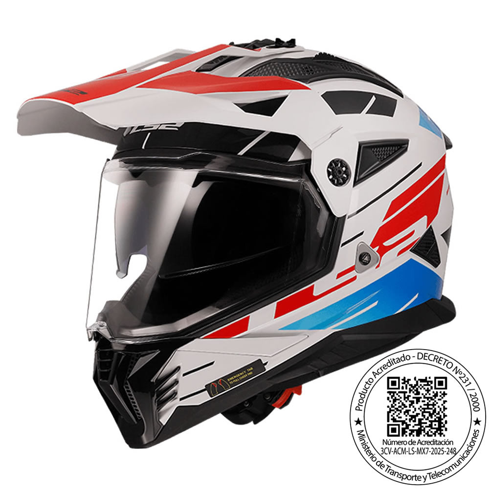 CASCO LS2 MX702 PIONEER II NAMIB BLANCO AZUL ROJO