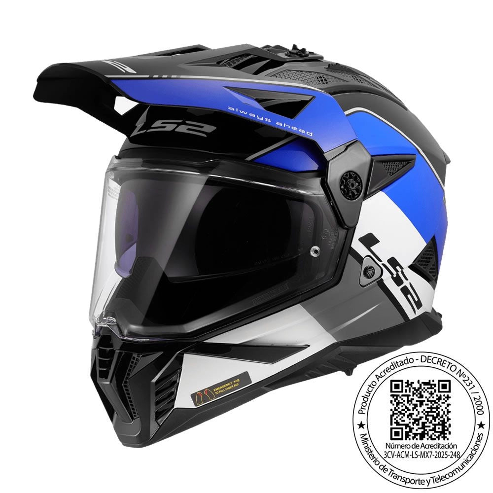 CASCO LS2 MX702 PIONEER II RALLY AZUL BLANCO MATE