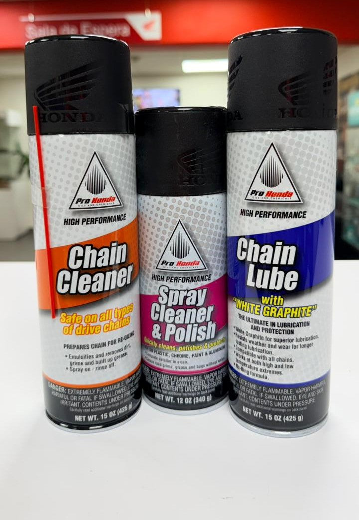 KIT LUBRICANTE, LIMPIADOR DE CADENA Y CERA PARA CARROCERIA PRO HONDA